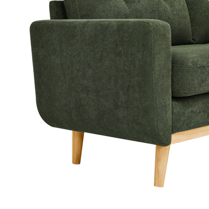 Causeuse capitonnée style milieu de siècle avec pieds en bois - 29,5 po x 67,7 po x 34,6 po