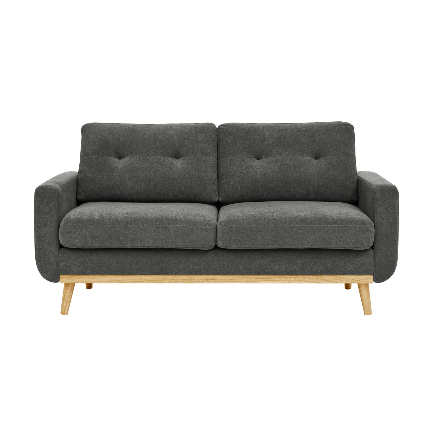 Causeuse capitonnée style milieu de siècle avec pieds en bois - 29,5 po x 67,7 po x 34,6 po