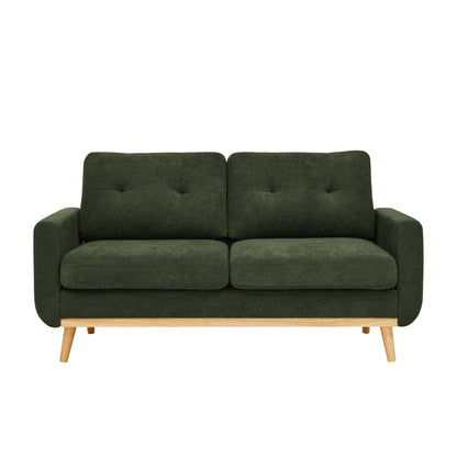 Causeuse capitonnée style milieu de siècle avec pieds en bois - 29,5 po x 67,7 po x 34,6 po