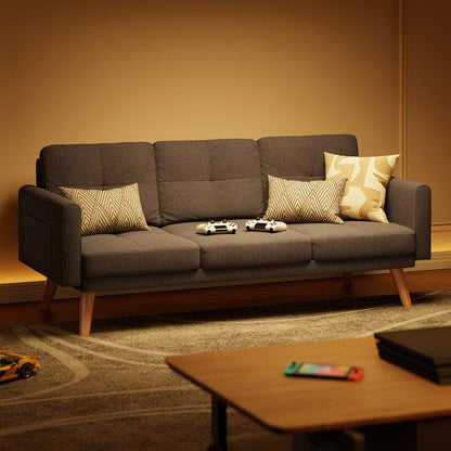 Canapé 3 places de 67 pouces avec accoudoirs moelleux et 3 coussins confortables pour le salon