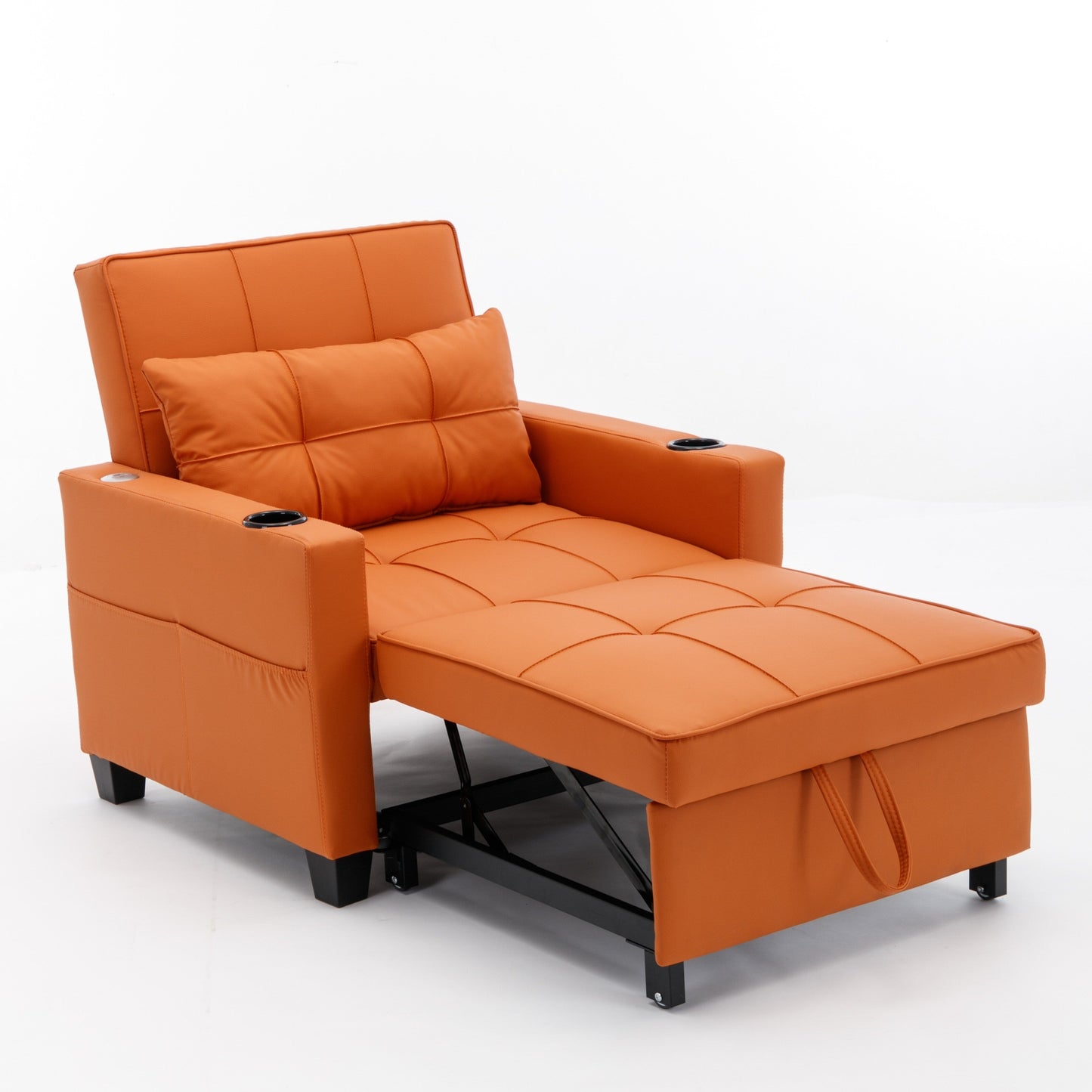 Canapé convertible 3 en 1 en similicuir 68.12 avec ports USB et tissu résistant à l'usure pour le salon