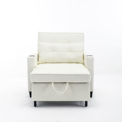 Canapé convertible 3 en 1 en similicuir 68.12 avec ports USB et tissu résistant à l'usure pour le salon