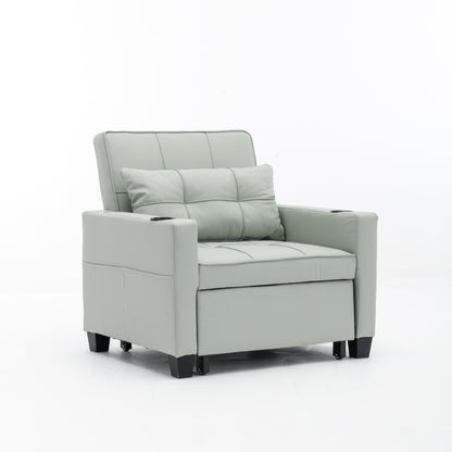 Canapé convertible 3 en 1 en similicuir 68.12 avec ports USB et tissu résistant à l'usure pour le salon