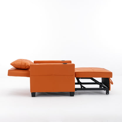 Canapé convertible 3 en 1 en similicuir 68.12 avec ports USB et tissu résistant à l'usure pour le salon