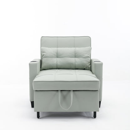 Canapé convertible 3 en 1 en similicuir 68.12 avec ports USB et tissu résistant à l'usure pour le salon