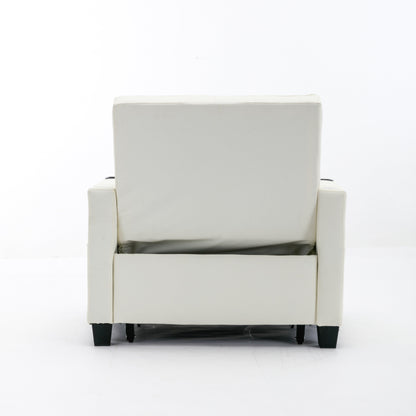 Canapé convertible 3 en 1 en similicuir 68.12 avec ports USB et tissu résistant à l'usure pour le salon