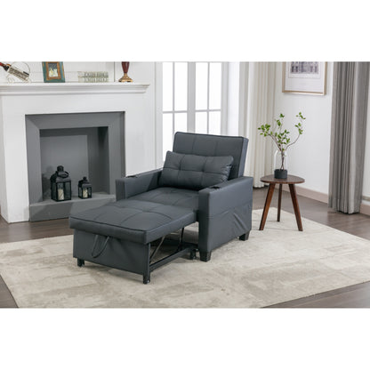 Canapé convertible 3 en 1 en similicuir 68.12 avec ports USB et tissu résistant à l'usure pour le salon