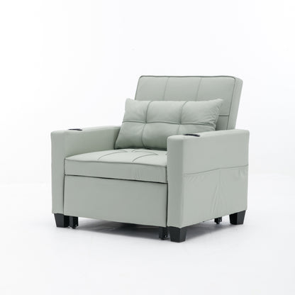 Canapé convertible 3 en 1 en similicuir 68.12 avec ports USB et tissu résistant à l'usure pour le salon