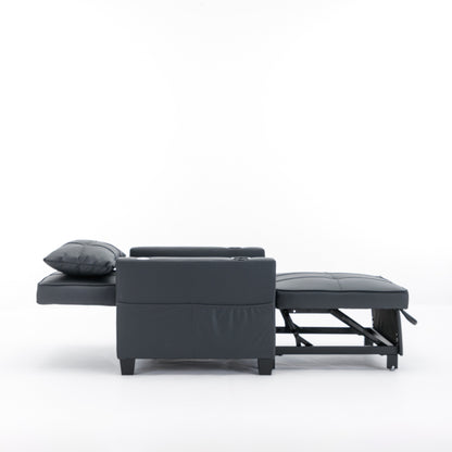 Canapé convertible 3 en 1 en similicuir 68.12 avec ports USB et tissu résistant à l'usure pour le salon