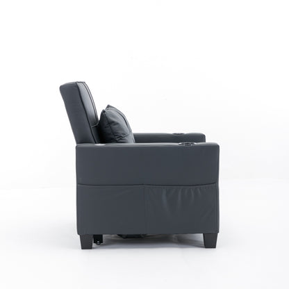 Canapé convertible 3 en 1 en similicuir 68.12 avec ports USB et tissu résistant à l'usure pour le salon