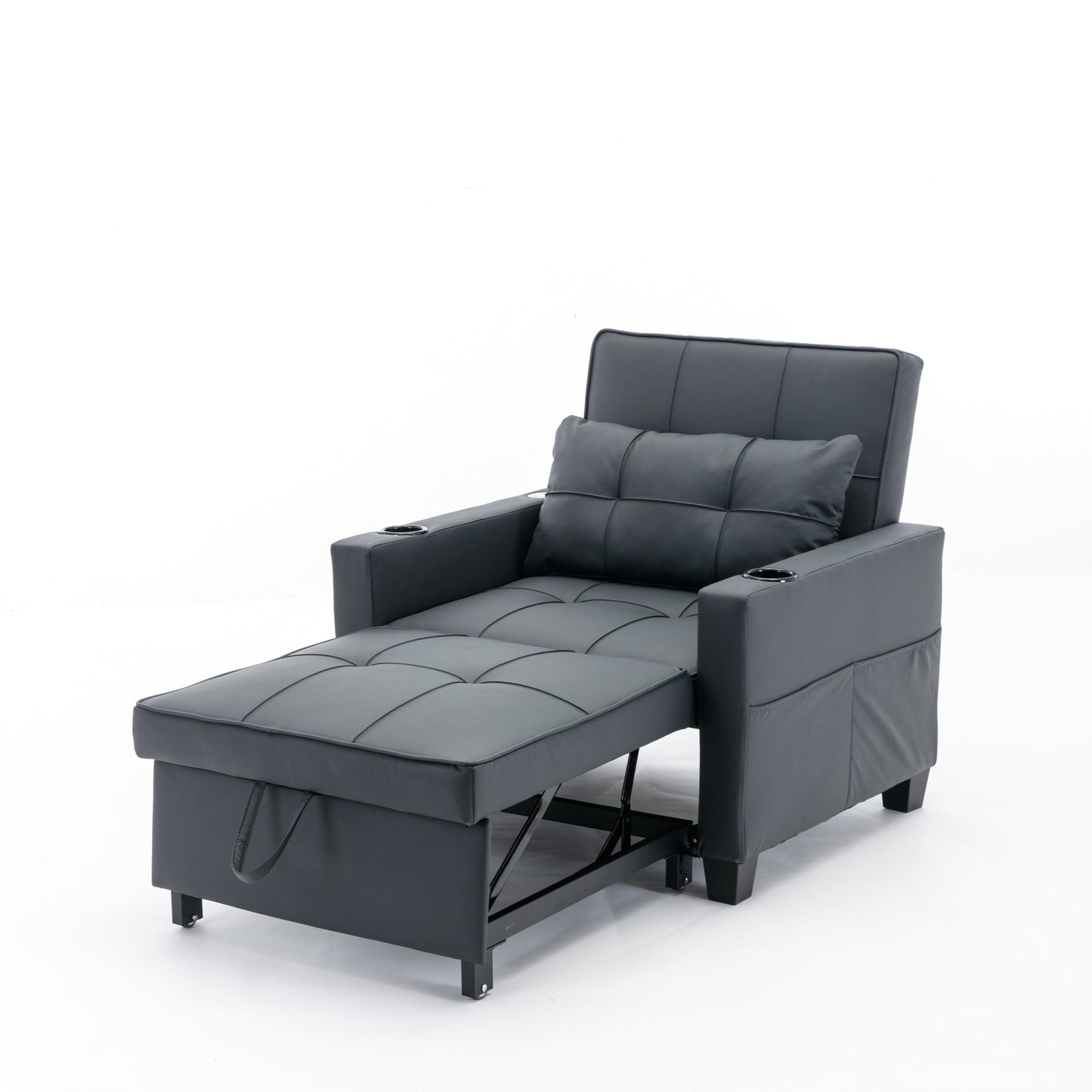 Canapé convertible 3 en 1 en similicuir 68.12 avec ports USB et tissu résistant à l'usure pour le salon
