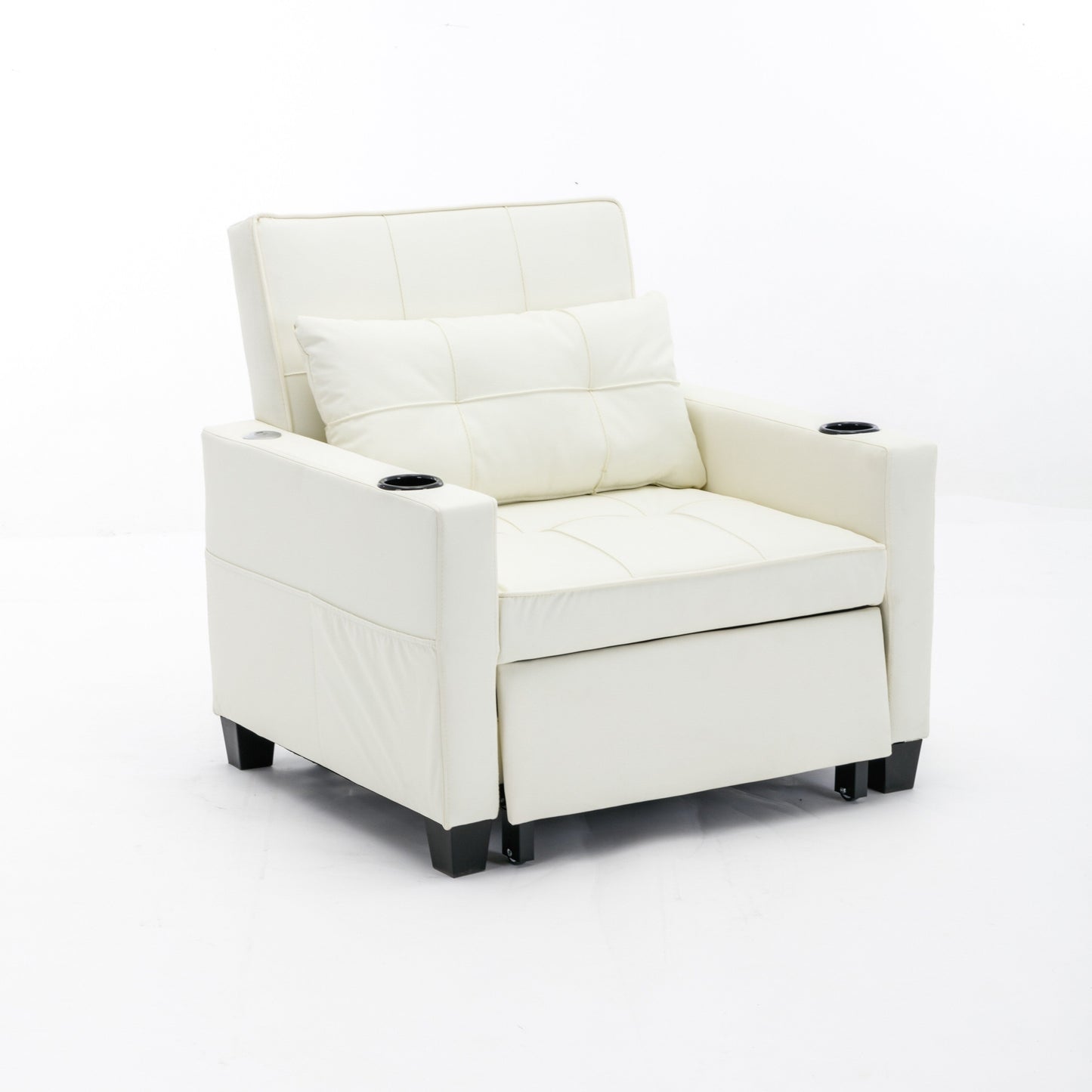 Canapé convertible 3 en 1 en similicuir 68.12 avec ports USB et tissu résistant à l'usure pour le salon