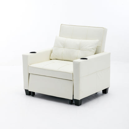 Canapé convertible 3 en 1 en similicuir 68.12 avec ports USB et tissu résistant à l'usure pour le salon