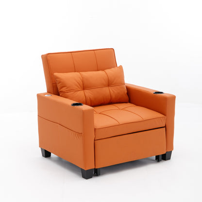 Canapé convertible 3 en 1 en similicuir 68.12 avec ports USB et tissu résistant à l'usure pour le salon