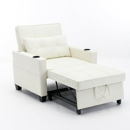 Canapé convertible 3 en 1 en similicuir 68.12 avec ports USB et tissu résistant à l'usure pour le salon