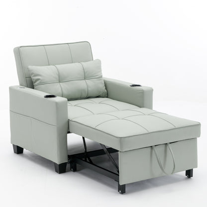 Canapé convertible 3 en 1 en similicuir 68.12 avec ports USB et tissu résistant à l'usure pour le salon