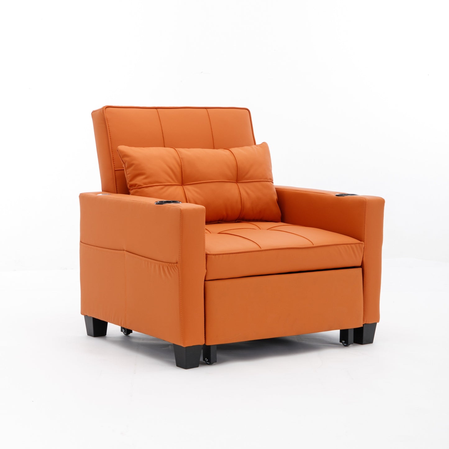 Canapé convertible 3 en 1 en similicuir 68.12 avec ports USB et tissu résistant à l'usure pour le salon