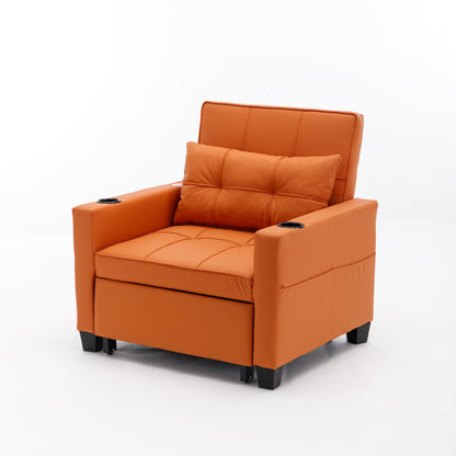 Canapé convertible 3 en 1 en similicuir 68.12 avec ports USB et tissu résistant à l'usure pour le salon