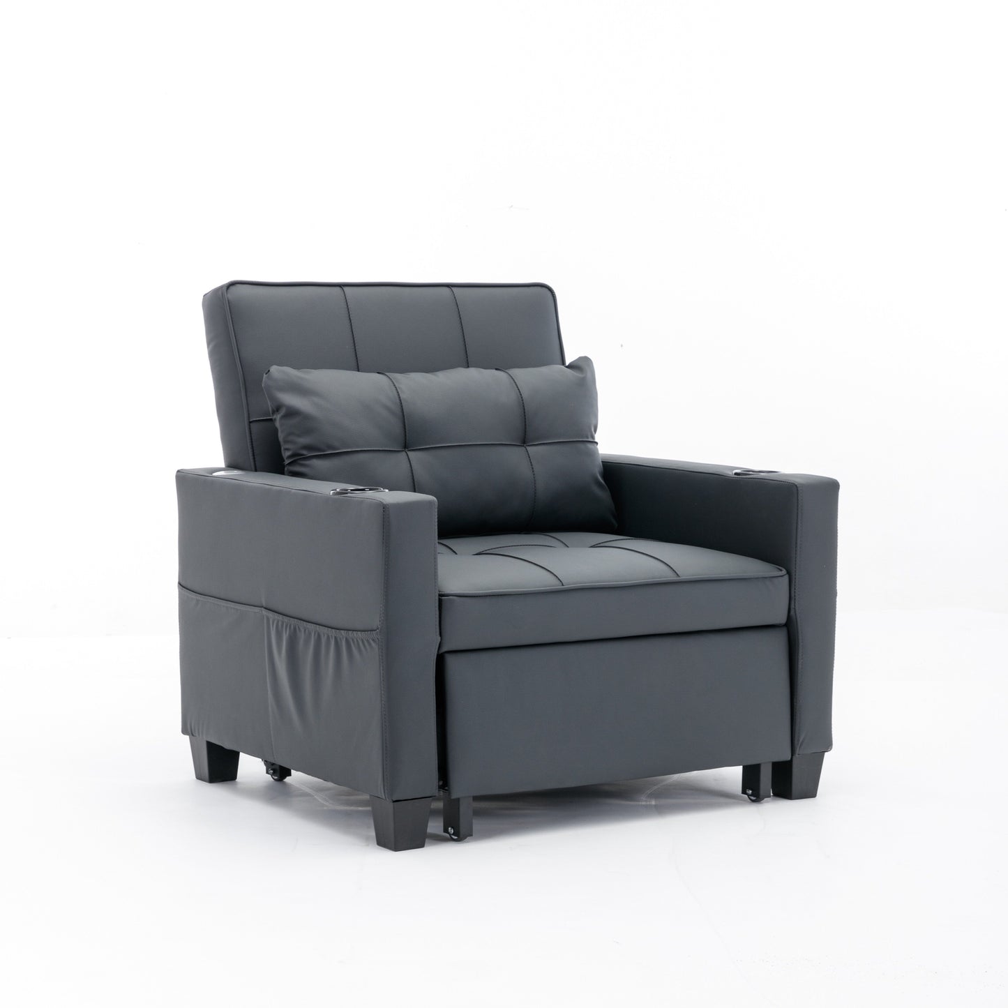 Canapé convertible 3 en 1 en similicuir 68.12 avec ports USB et tissu résistant à l'usure pour le salon