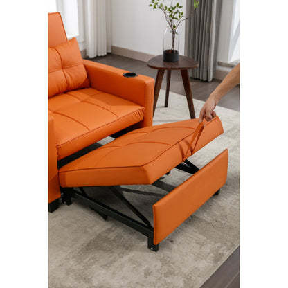 Canapé convertible 3 en 1 en similicuir 68.12 avec ports USB et tissu résistant à l'usure pour le salon