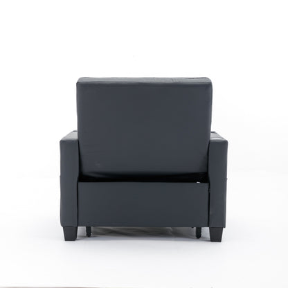 Canapé convertible 3 en 1 en similicuir 68.12 avec ports USB et tissu résistant à l'usure pour le salon