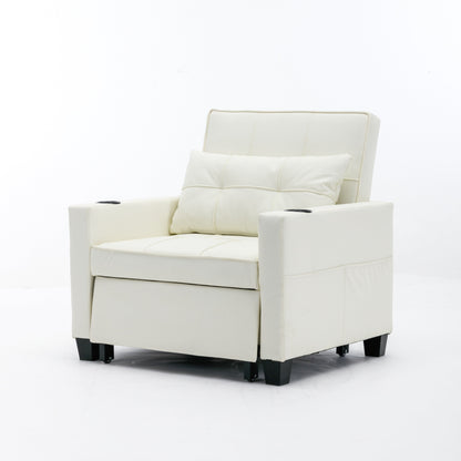 Canapé convertible 3 en 1 en similicuir 68.12 avec ports USB et tissu résistant à l'usure pour le salon
