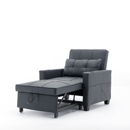 Canapé convertible 3 en 1 en similicuir 68.12 avec ports USB et tissu résistant à l'usure pour le salon