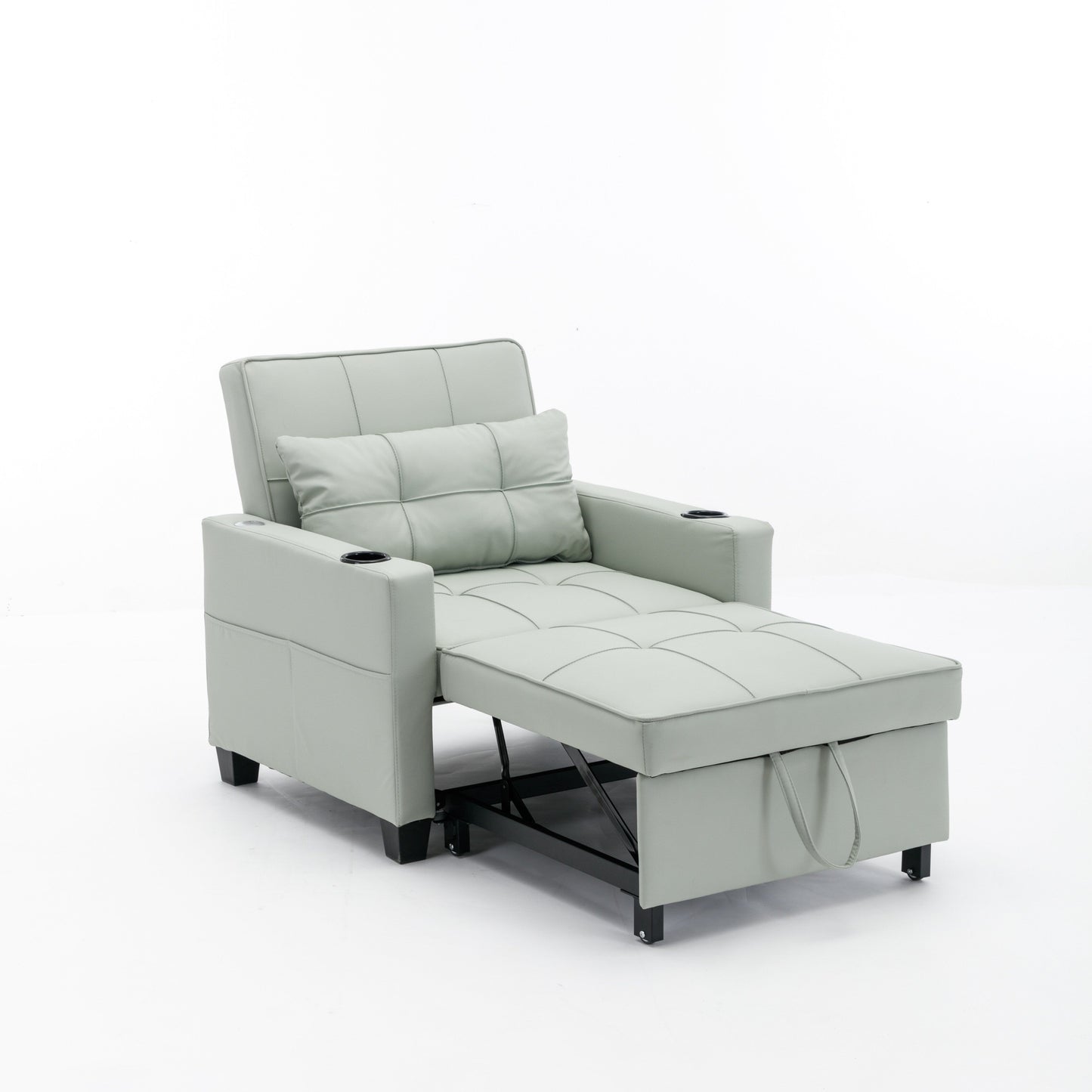 Canapé convertible 3 en 1 en similicuir 68.12 avec ports USB et tissu résistant à l'usure pour le salon