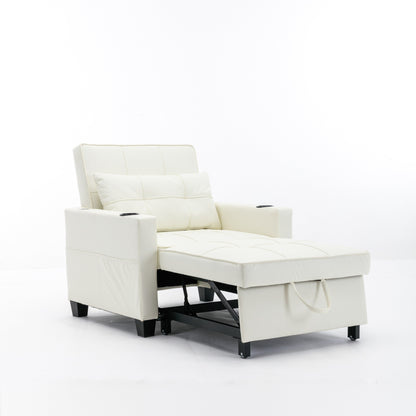 Canapé convertible 3 en 1 en similicuir 68.12 avec ports USB et tissu résistant à l'usure pour le salon