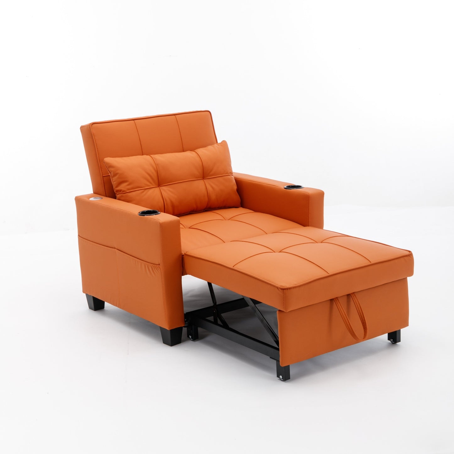 Canapé convertible 3 en 1 en similicuir 68.12 avec ports USB et tissu résistant à l'usure pour le salon