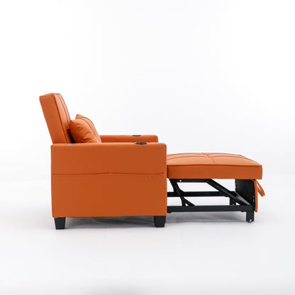 Canapé convertible 3 en 1 en similicuir 68.12 avec ports USB et tissu résistant à l'usure pour le salon