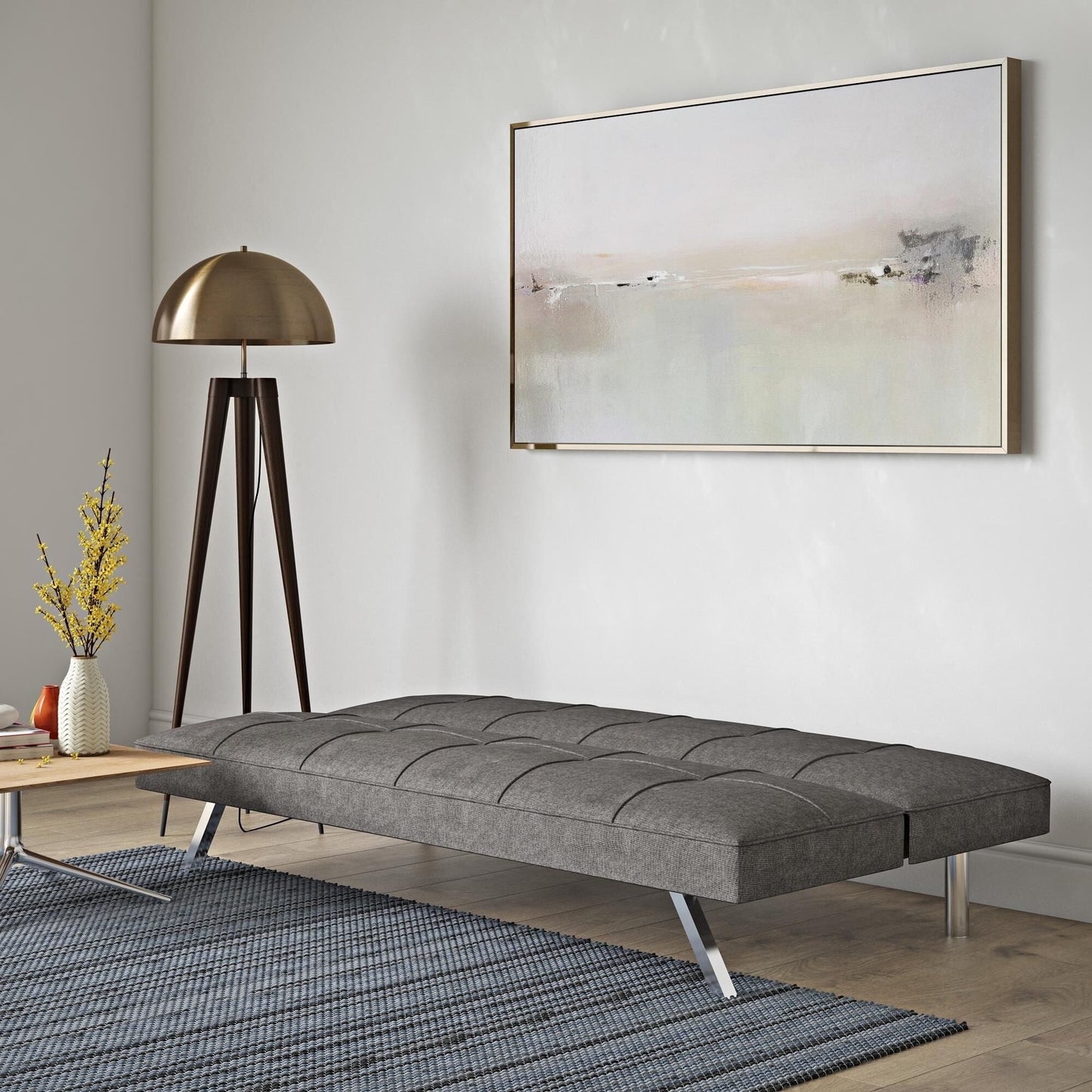 Canapé-lit en tissu 68,9 avec cadre en métal et pieds en acier inoxydable pour salon
