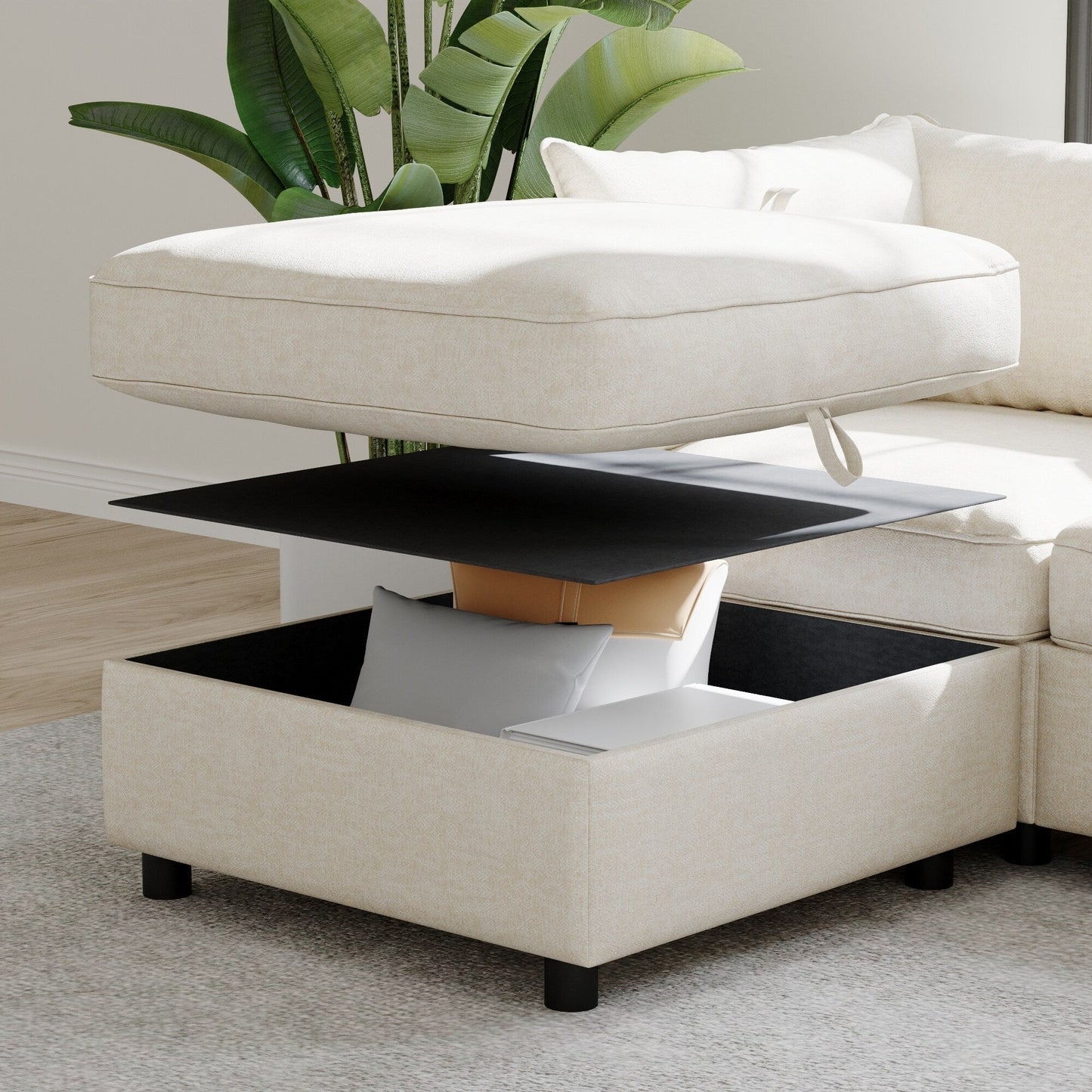 Causeuse en chenille de style milieu du siècle avec rangement dissimulé et capacité de 250 lb