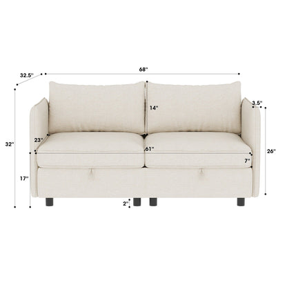 Causeuse en chenille de style milieu du siècle avec rangement dissimulé et capacité de 250 lb