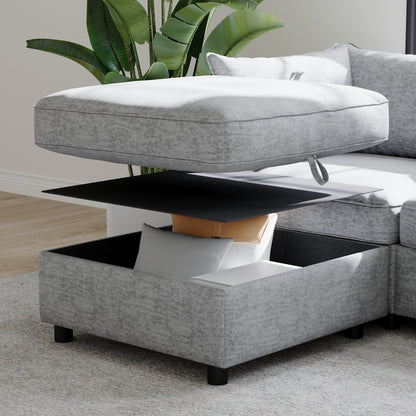 Causeuse en chenille de style milieu du siècle avec rangement dissimulé et capacité de 250 lb