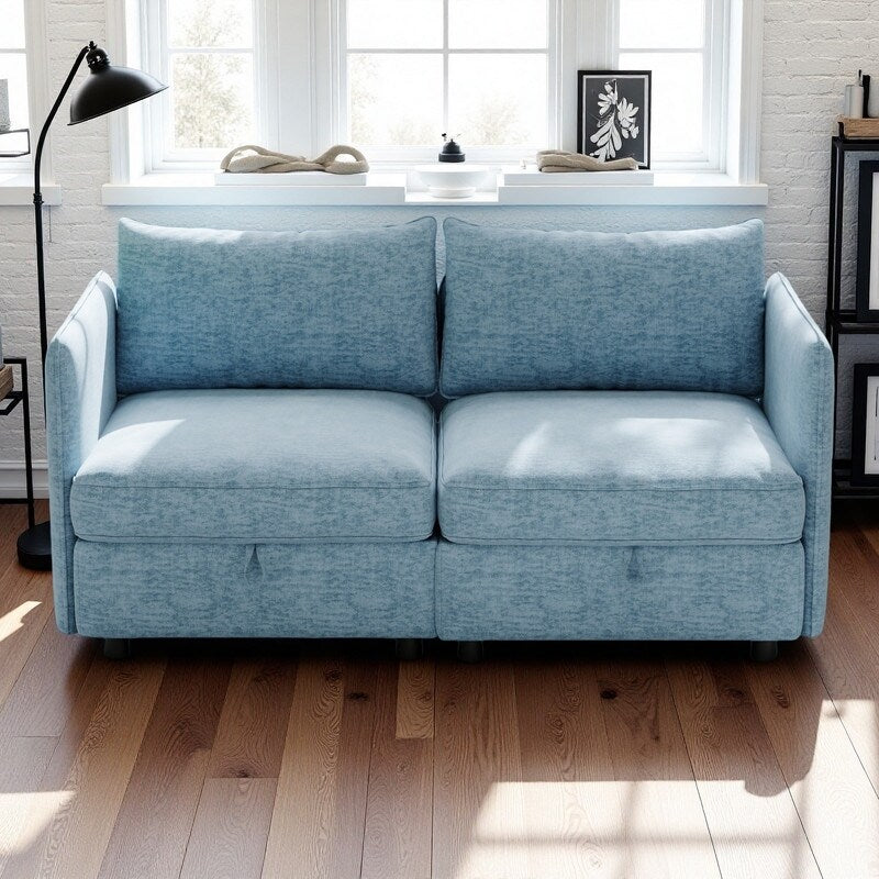 Causeuse en chenille de style milieu du siècle avec rangement dissimulé et capacité de 250 lb