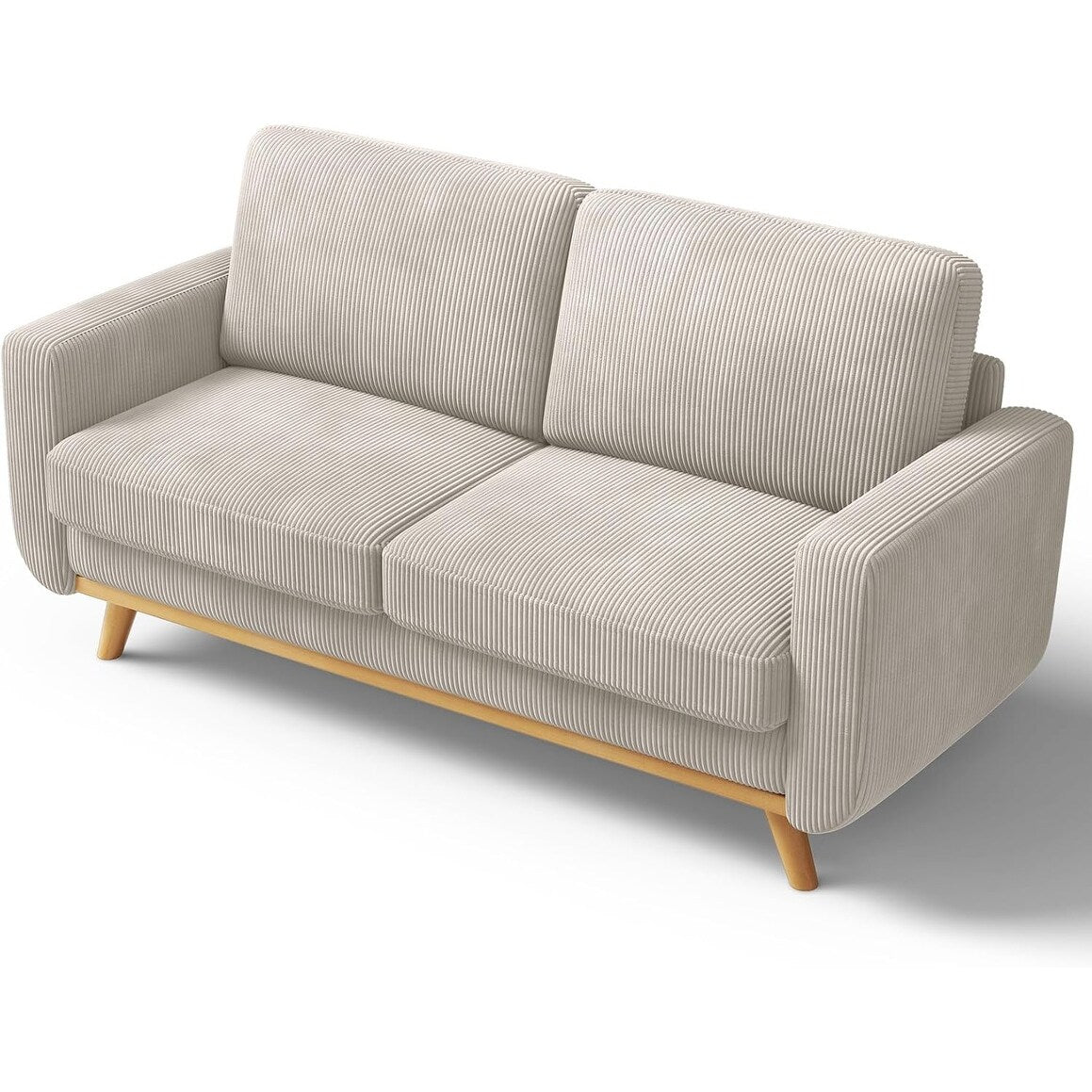 Canapé causeuse en velours côtelé vert 68 po - Coussin à ressorts confortable et cadre en bois massif, assise profonde et moderne pour salon et bureau