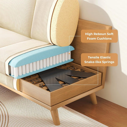 Canapé causeuse en velours côtelé vert 68 po - Coussin à ressorts confortable et cadre en bois massif, assise profonde et moderne pour salon et bureau