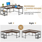Bureau en L avec étagère pour écran, bureau d'angle réversible pour bureau à domicile 69