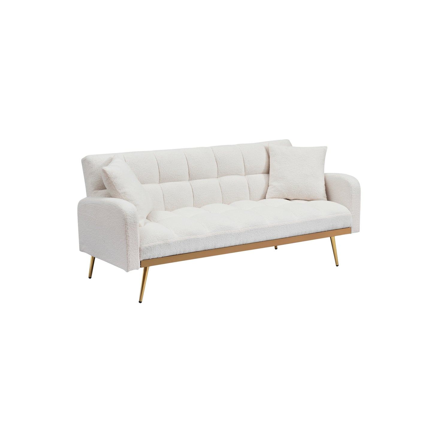 Canapé-lit beige de 175 cm avec canapé Teddy réglable pour petits espaces, salon et chambre à coucher
