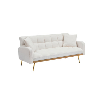 Canapé-lit beige de 175 cm avec canapé Teddy réglable pour petits espaces, salon et chambre à coucher