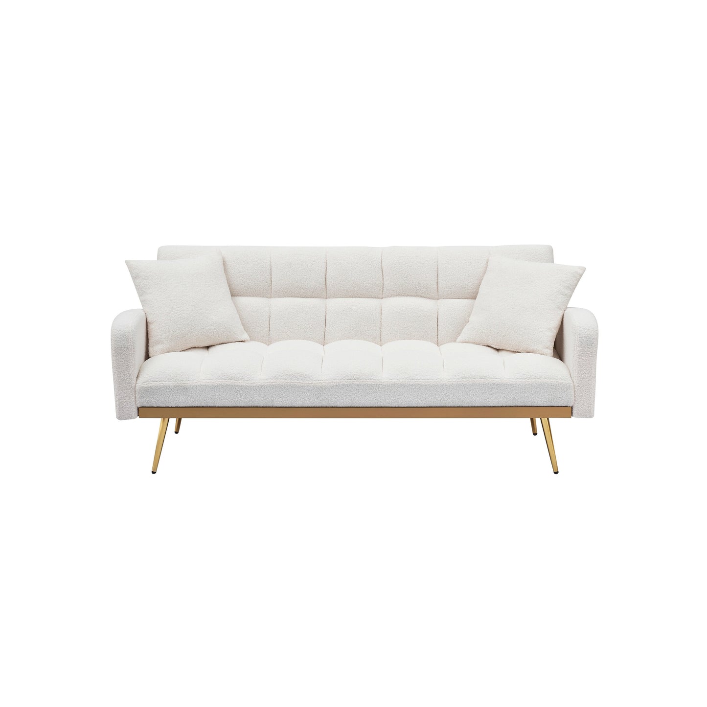 Canapé-lit beige de 175 cm avec canapé Teddy réglable pour petits espaces, salon et chambre à coucher