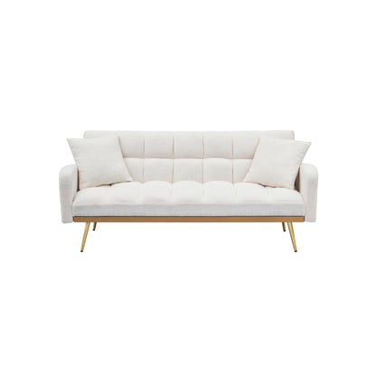Canapé-lit beige de 175 cm avec canapé Teddy réglable pour petits espaces, salon et chambre à coucher