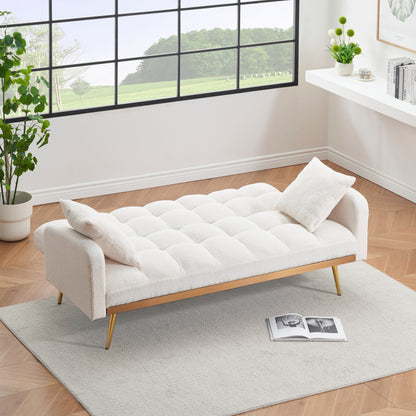 Canapé-lit beige de 175 cm avec canapé Teddy réglable pour petits espaces, salon et chambre à coucher