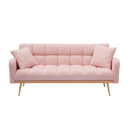 Canapé-lit rose de 175 cm avec canapé Teddy réglable pour petits espaces, salon et chambre à coucher