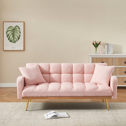 Canapé-lit rose de 175 cm avec canapé Teddy réglable pour petits espaces, salon et chambre à coucher
