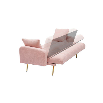 Canapé-lit rose de 175 cm avec canapé Teddy réglable pour petits espaces, salon et chambre à coucher