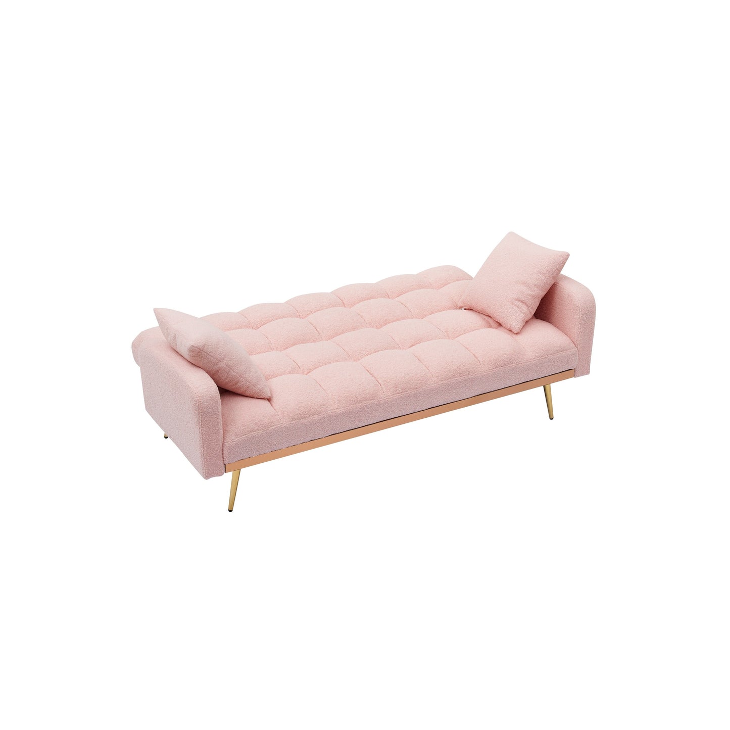 Canapé-lit rose de 175 cm avec canapé Teddy réglable pour petits espaces, salon et chambre à coucher