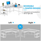 Bureau en L avec étagère pour écran, bureau d'angle réversible pour bureau à domicile 69