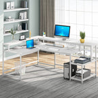 Bureau en L avec étagère pour écran, bureau d'angle réversible pour bureau à domicile 69
